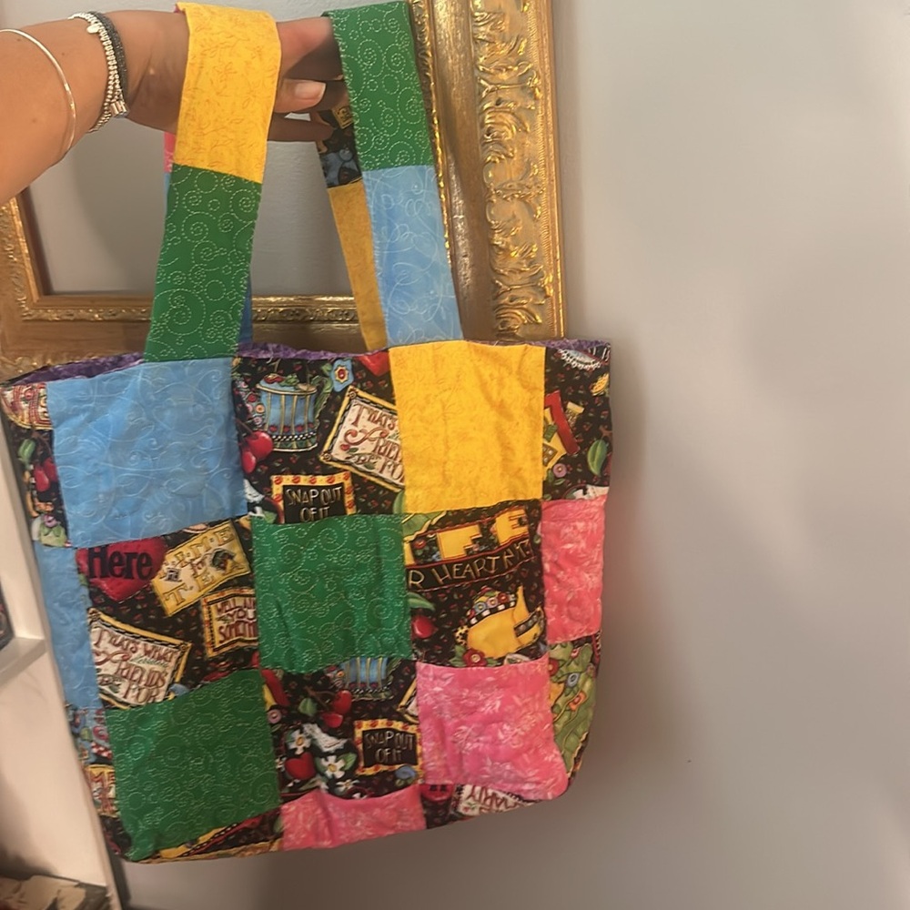 Quilted bag tote handcrafted
